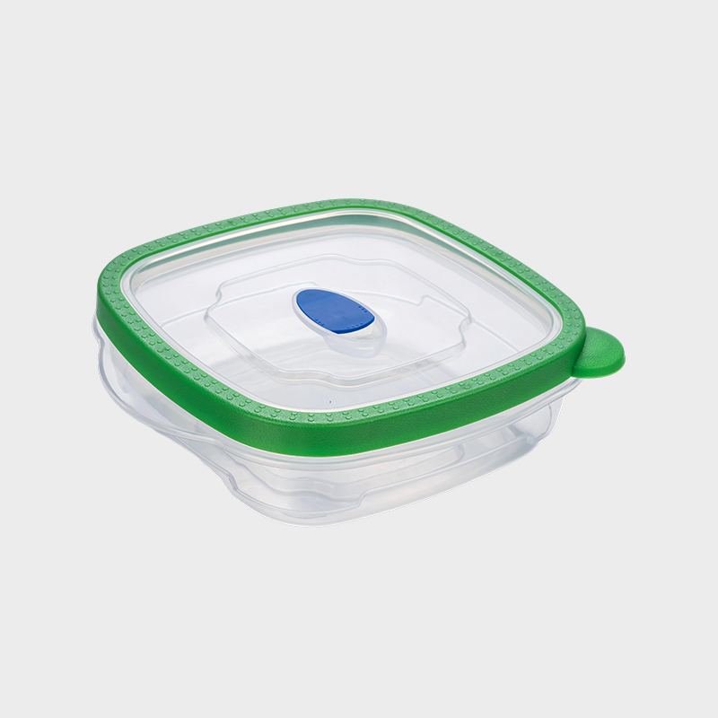 PFB027 710ml Lata-Base Leuis Square PP Food Conservatio continens cum Vented Green overmolded Lid