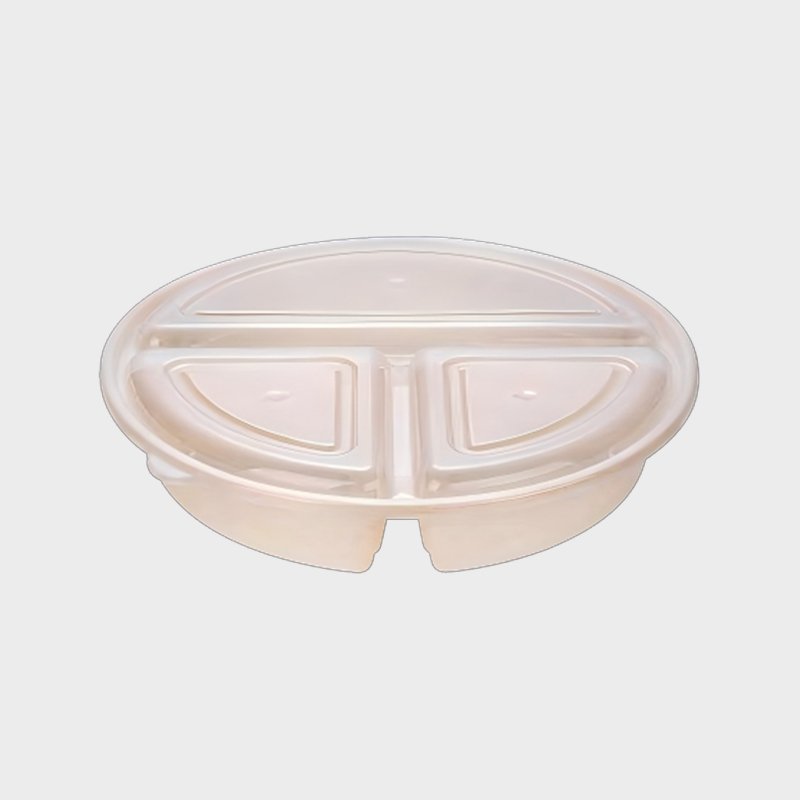PFK004 900ml 3-Compartment Circa Serena PP Disposable Prandium Prep Continens Set cum Lid